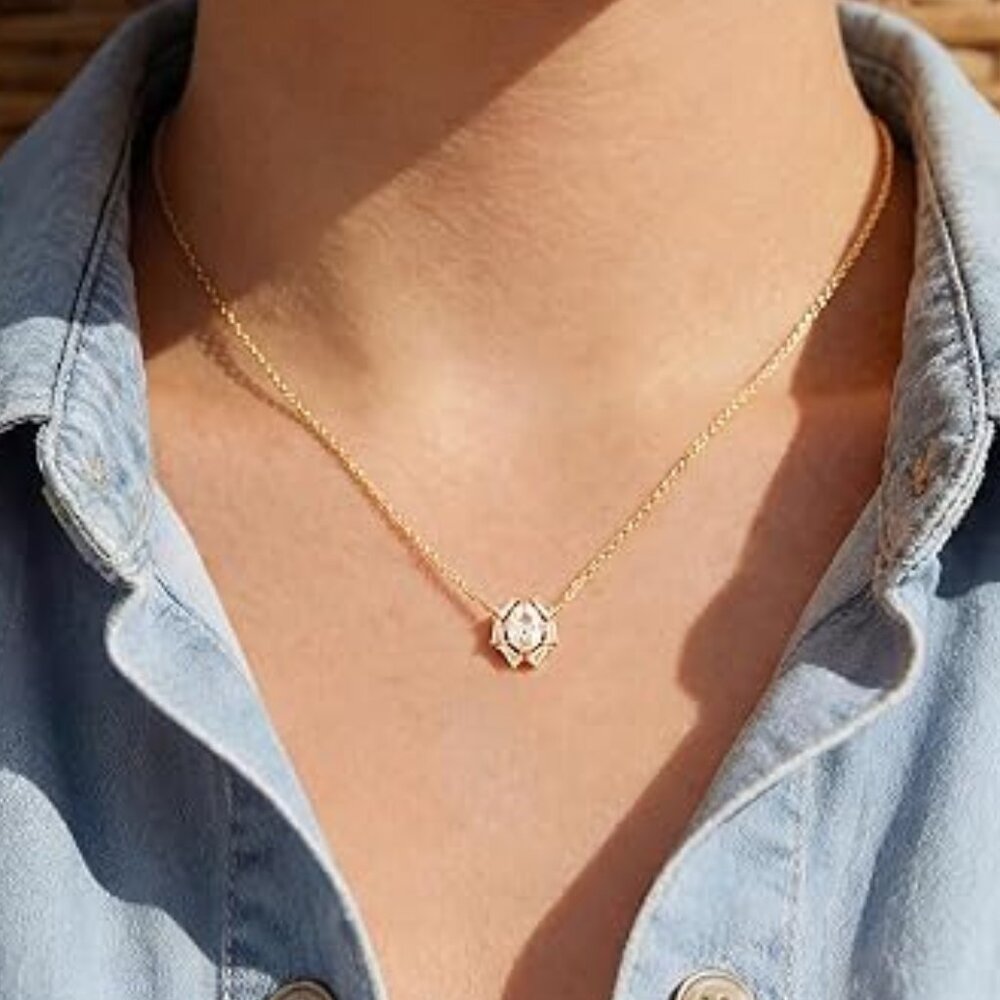 Neiman Marcus 14k Gold Plated Oval Star Charm Necklace